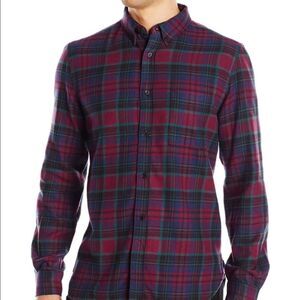 New French Connection Button Down Collar Shirt L Large Red